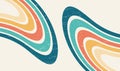 Abstract Colorful vintage 1970 Hippie Retro Minimal stylish wallpaper background of rainbow groovy Wavy Line design