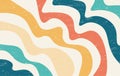 Abstract Colorful vintage 1970 Hippie Retro Minimal stylish wallpaper background of rainbow groovy Wavy Line design