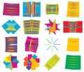 Abstract colorful, vivid, vibrant angular, geometric design element. Tangled, random vector shapes