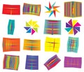 Abstract colorful, vivid, vibrant angular, geometric design element. Tangled, random vector shapes