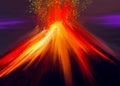Abstract colorful volcano digital painting