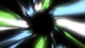 Abstract colorful vortex time portal. Motion. Fantastic animation of an astral tunnel or travel wormhole with neon