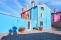 Abstract colorful walls and windows of the old houses. Copy space Royalty Free Stock Photo