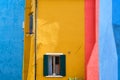 Abstract colorful walls and windows of the old houses. Copy space Royalty Free Stock Photo