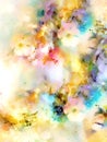 Abstract colorful watercollor design with flower and spots. computer art. Royalty Free Stock Photo