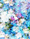 Abstract colorful watercollor design with flower and spots. Crackle effect. Royalty Free Stock Photo