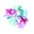 Abstract colorful watercolor or alcohol ink background in purple and turquoise colors. Royalty Free Stock Photo