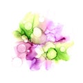 Abstract colorful watercolor or alcohol ink background in violet and green colors. Royalty Free Stock Photo