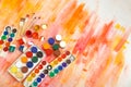 Abstract colorful watercolor for background. artist tools, watercolor, gouache