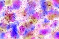 Abstract colorful watercolor background. Purple, blue, yellow spots and specks on a light background. Bright watercolor texture. Royalty Free Stock Photo