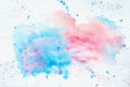 Abstract colorful watercolor hand drawn image for splash background, pink and blue shades on white. Artwork for creative Royalty Free Stock Photo