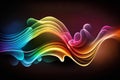 Colorful wave lines abstract rainbow lights isolated on black background. Royalty Free Stock Photo