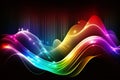 Colorful wave lines abstract rainbow lights isolated on black background. Royalty Free Stock Photo