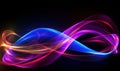 abstract colorful waves on dark background, illustration. Royalty Free Stock Photo