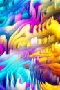 Abstract colorful waves digital 3d art background