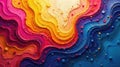 Abstract colorful wavy texture with embedded spheres and granules, representing a vivid and dynamic composition. Generative AI Royalty Free Stock Photo