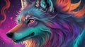 Wolf futuristic colors abstract background