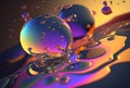 Abstract colourful background with oil drops on water. Generative AI Royalty Free Stock Photo