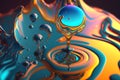 Abstract colourful background with oil drops on water. Generative AI Royalty Free Stock Photo