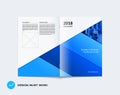 Abstract colourful blue brochure in material design paper cut style, modern catalog, centerfold cover