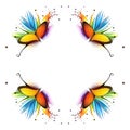 Abstract colourful butterfly seamless symmetrical pattern white wallpaper