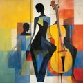 Abstract colourful elegant ladies cello musical instrument illustration wallpaper