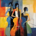 Abstract colourful elegant ladies cello musical instrument illustration wallpaper