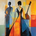 Abstract colourful elegant ladies cello musical instrument illustration wallpaper