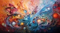 Abstract colourful fluid flow blobs wallpaper