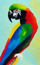 Gouache parrot portrait painted by a child Royalty Free Stock Photo
