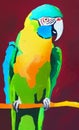 Gouache pet parrot painted by a child Royalty Free Stock Photo