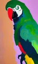 Gouache pet parrot painted by a child Royalty Free Stock Photo