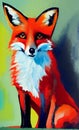 Gouache fox portrait painted by a child Royalty Free Stock Photo