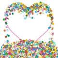 Abstract Colourful Heart Shaped Text Panel with Confetti Snippets