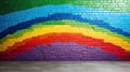 Abstract Colourful Painted Rainbow Arch Art Brick Wall Texture Background. Royalty Free Stock Photo
