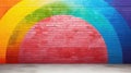 Abstract Colourful Painted Rainbow Arch Art Brick Wall Texture Background. Royalty Free Stock Photo