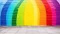 Abstract Colourful Painted Rainbow Arch Art Brick Wall Texture Background. Royalty Free Stock Photo