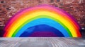 Abstract Colourful Painted Rainbow Arch Art Brick Wall Texture Background. Royalty Free Stock Photo