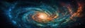 Abstract colourful spiral galaxy in space, interstellar nebula, realistic swirling vortex. AI generated Royalty Free Stock Photo