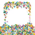 Abstract Colourful Squarish Shaped Text Panel with Confetti Snippets