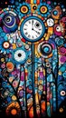 Abstract colourful time clocks tree growth wallpaper pattern