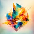 An abstract colourful watercolor background with different polygons on it. Created with Generative AI Royalty Free Stock Photo