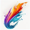 Abstract colourful watercolor paint smear on white paper textured background