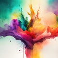 An abstract colourful watercolor splash background. Created with Generative AI Royalty Free Stock Photo