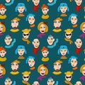 Abstract comic faces seamless pattern. Human portraits vector illustration