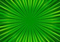 Abstract comic green background for style pop art design. Retro burst template backdrop. Light rays effect. Royalty Free Stock Photo