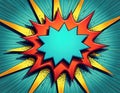 Abstract comic illustration with starburst effect. Pop art style design features bold colors. Bright explosion graphic is Royalty Free Stock Photo