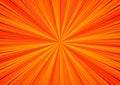 Abstract comic orange background for style pop art design. Retro burst template backdrop. Light rays effect. Royalty Free Stock Photo