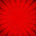 Abstract comic red background for style pop art design. Retro burst template backdrop. Light rays effect. Royalty Free Stock Photo