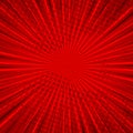 Abstract comic red background for style pop art design. Retro burst template backdrop. Light rays effect.